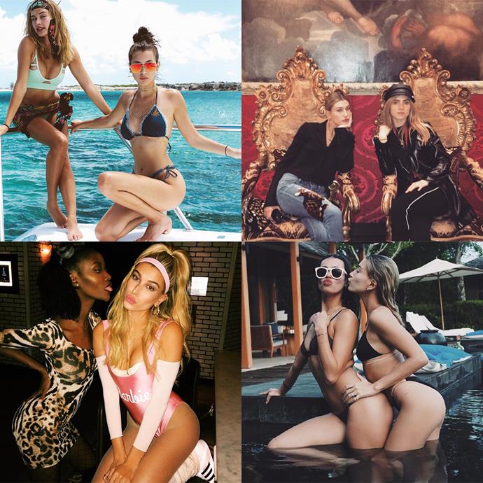 <p>If you're stuck for ways to pose with your friends so your social media feeds don't look so same-same, look to Hailey Baldwin for inspiration.
