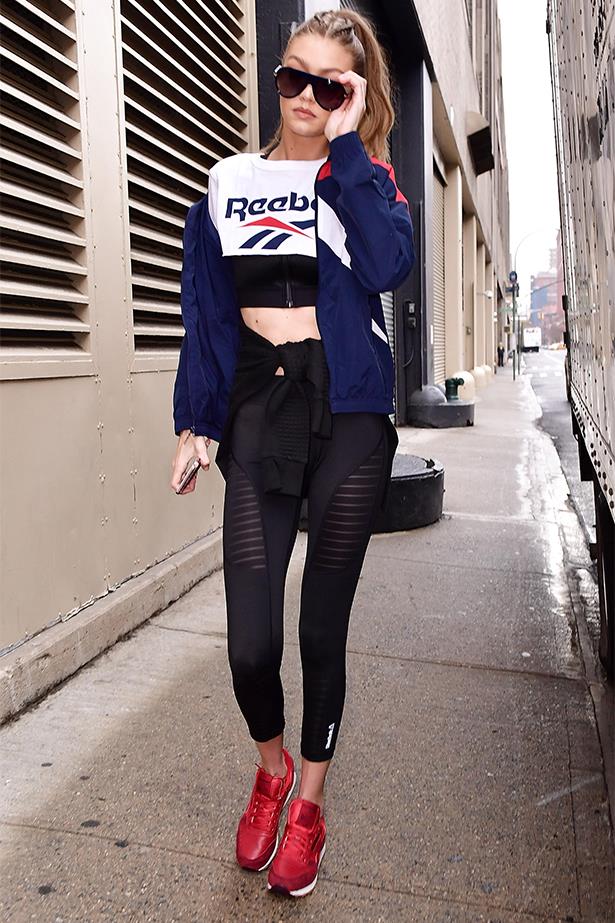 GIgi Hadid stepped out in New York wearing Reebok.