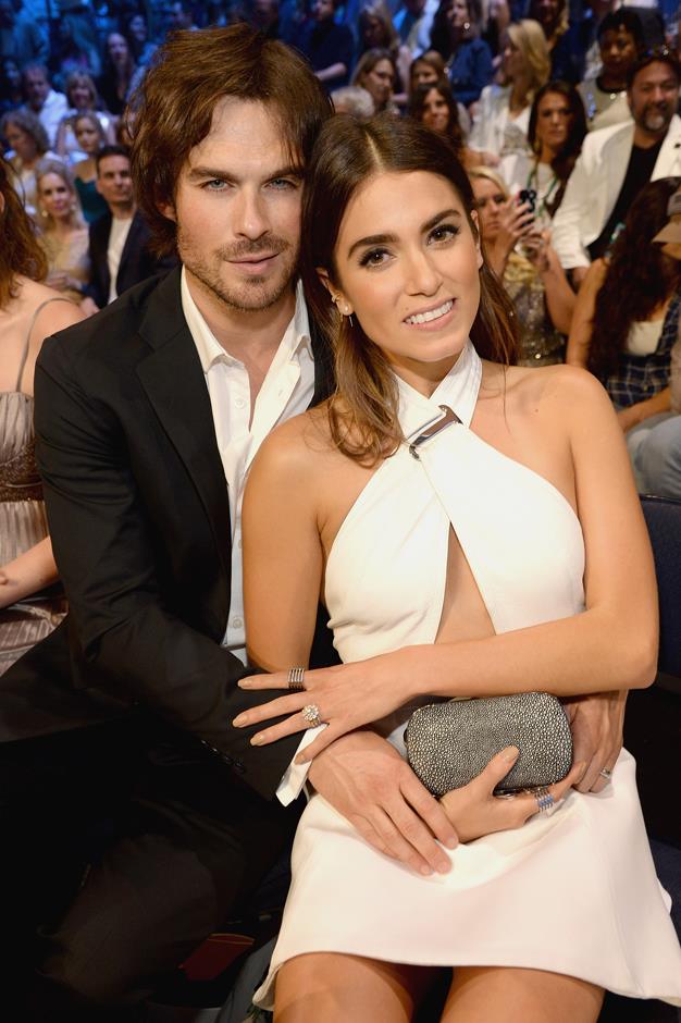 **Who?** Nikki Reed and Ian Somerhalder. <br>
**How long?** Seven months. <br>
**Did it last?** Nikki, clearly not a fan of long engagements, married Ian just two months after getting engaged. They're still happily married.