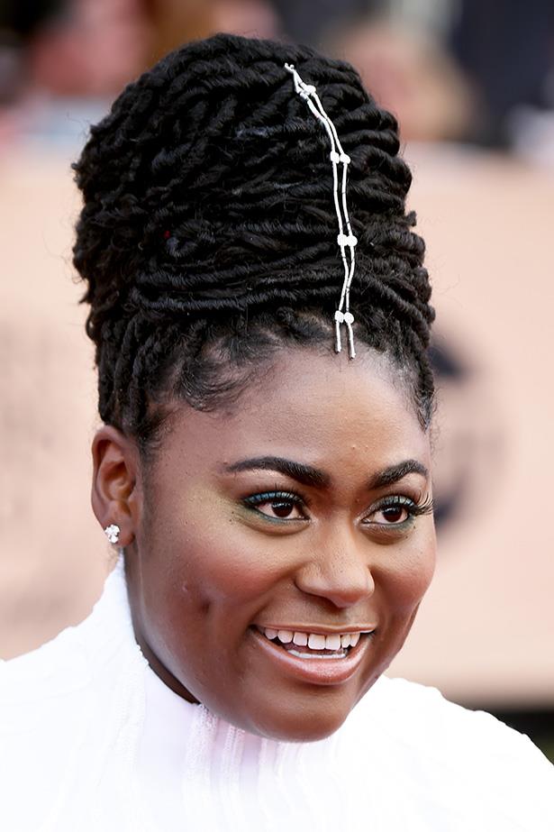 <strong>Danielle Brooks</strong> <br> <br> That hair is a masterpiece but those aqua-marine eyes are even better. The Orange Is The New Black star has paired gold eye shadow with green to create a multidimensional effect.