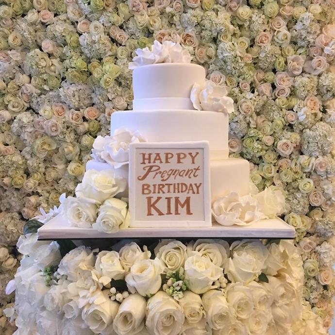 Ah ha! Kanye also deployed the flower wall at the 'pregnant birthday party' he threw Kim before the birth of their son, Saint.