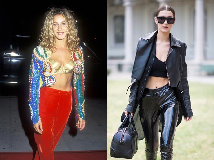 <p><strong>Abs Out (For The Girls)</strong><p> We might not all be Bella Hadid (or 1980 Sarah Jessica Parker) but a strip of midriff flashed above the waistline of your skirt or pants is a chic nod to a time gone by.