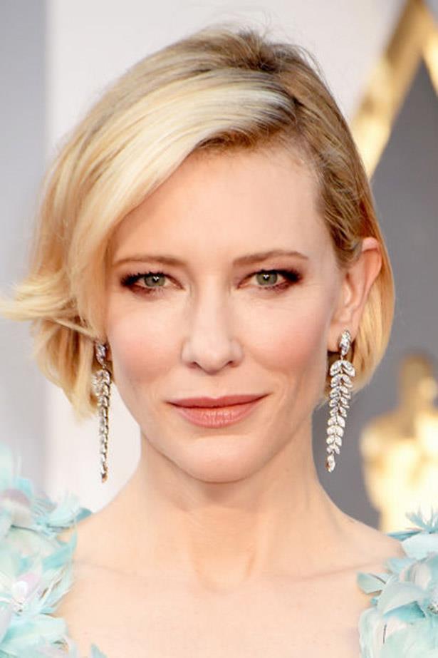 <strong>Cate Blanchett</strong> <br><br> Short, sleek and curled under, Cate Blanchett's bob is chic AF.