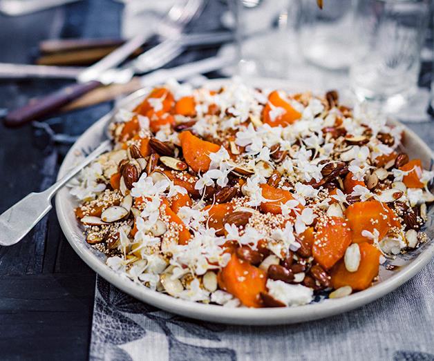Peter Gilmore's roasted carrots with feta, almonds and sherry caramel