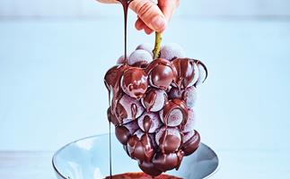 Frozen chocolate grapes