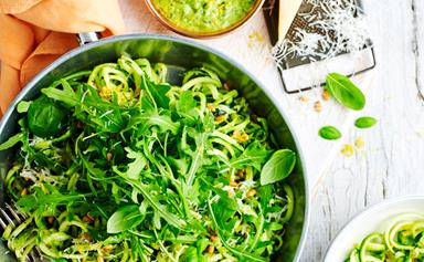 Courgette pasta with avocado and pesto