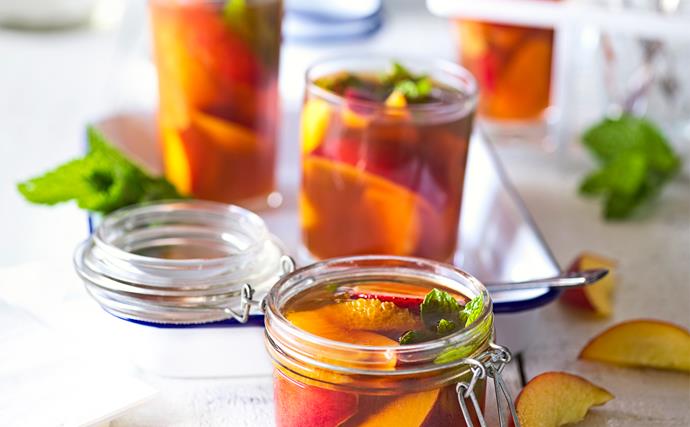 Nectarine and Pimms picnic jelly jars