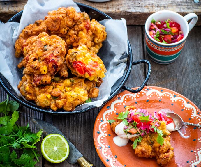 Mexican sweetcorn and tomato hushpuppies