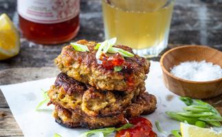 Curried mussel fritters