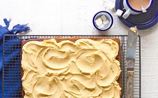 Courgette and banana sheet cake with caramel buttercream