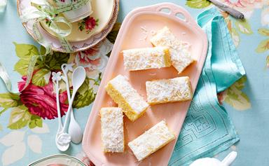 White chocolate, pineapple and coconut slice