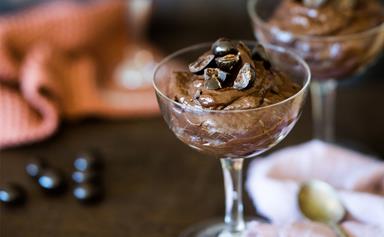 Chocolate, coffee and avocado mousse