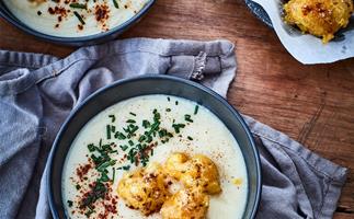 Cauliflower soup with floret fritters