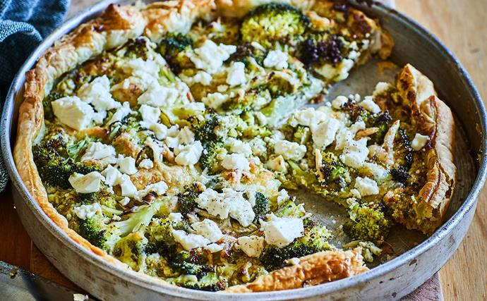 Broccoli and three cheese pie