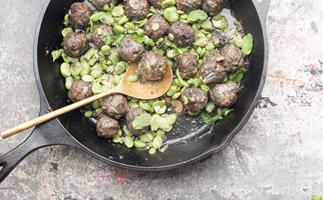 Lamb meatballs with broad beans