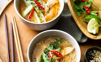Chicken pho with lime and coriander
