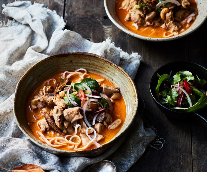 Thai coconut chicken curry with spicy porcini mushrooms