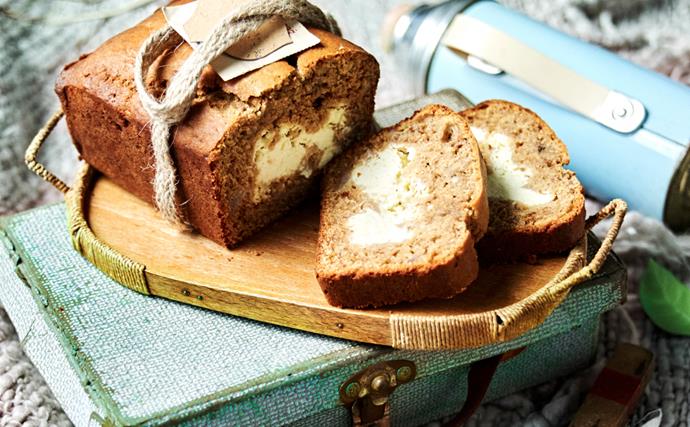 Easy banana bread with cream cheese filling
