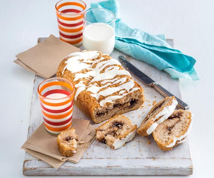 gluten-free cinnamon swirl loaf with milk