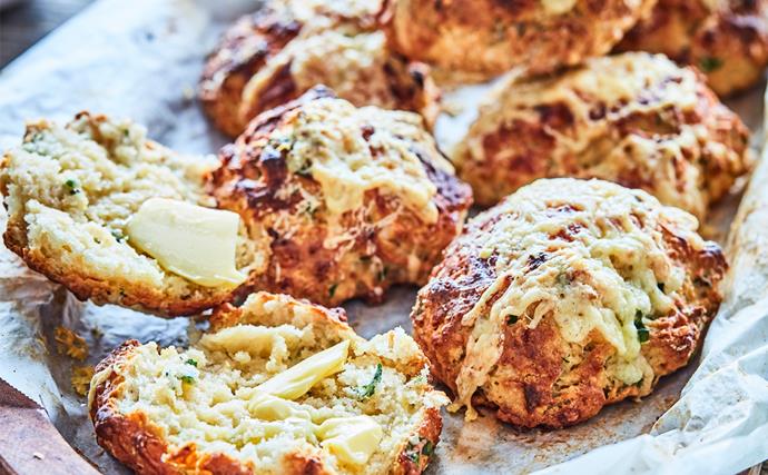 Double cheese and chive scones