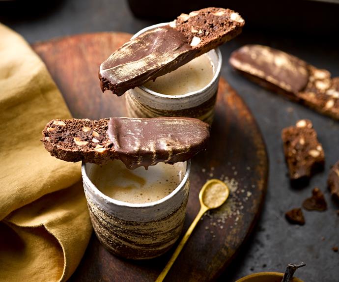 Dark chocolate, coffee & toasted hazelnut biscotti
