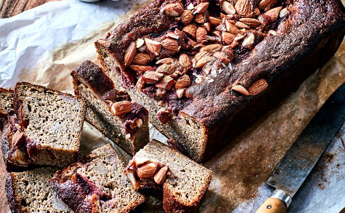 Gluten-free spiced banana and strawberry loaf