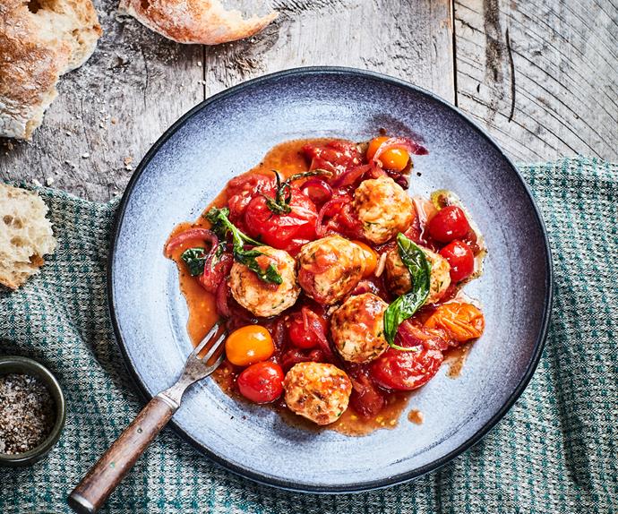 Chicken and courgette meatballs with cherry tomato sauce