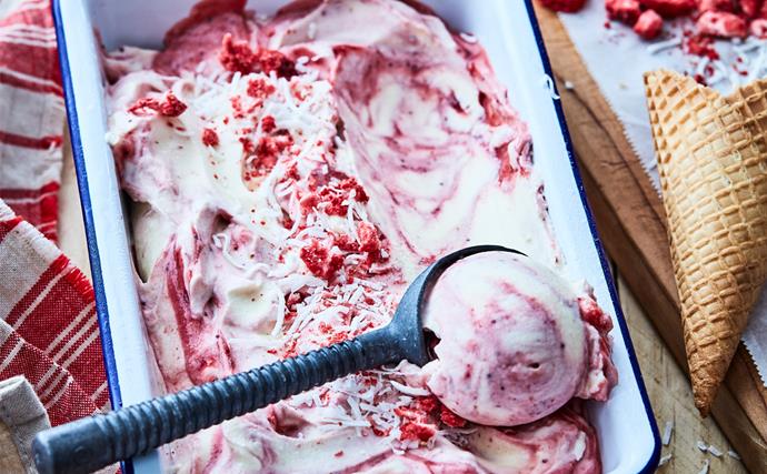 Strawberry & white chocolate ice cream