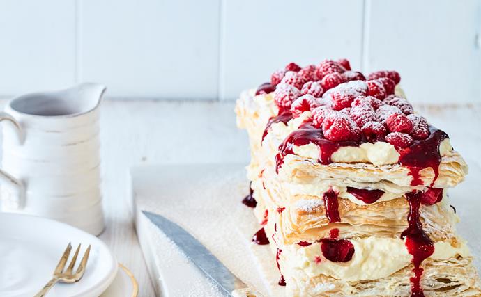 Rustic raspberry mille-feuille
