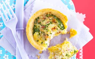egg, bacon and parmesan pies