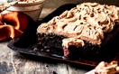 Fudgy dark chocolate sheet cake with milk chocolate mousse frosting