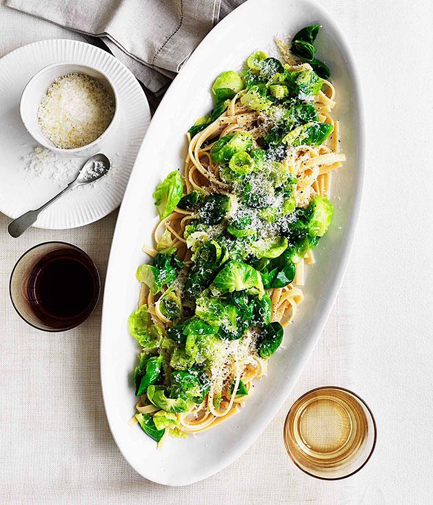 [**Fettuccine with Brussels sprouts, pecorino and garlic**](https://www.gourmettraveller.com.au/recipes/fast-recipes/fettuccine-with-brussels-sprouts-pecorino-and-garlic-13156|target="_blank")