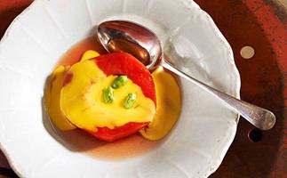 Slow-baked quince with saffron custard