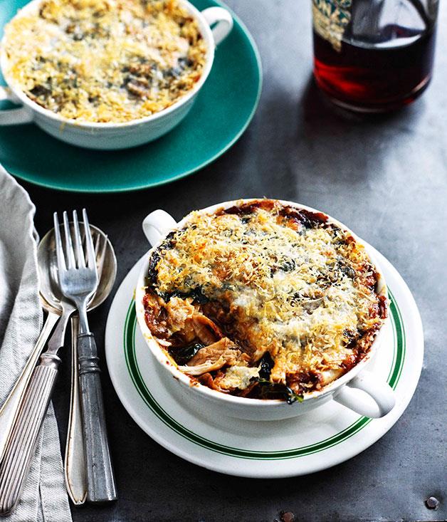 **[Lasagne con coniglio e funghi porcini (rabbit and porcini mushroom lasagne)](https://www.gourmettraveller.com.au/recipes/chefs-recipes/lasagne-con-coniglio-e-funghi-porcini-rabbit-and-porcini-mushroom-lasagne-7717|target="_blank")**