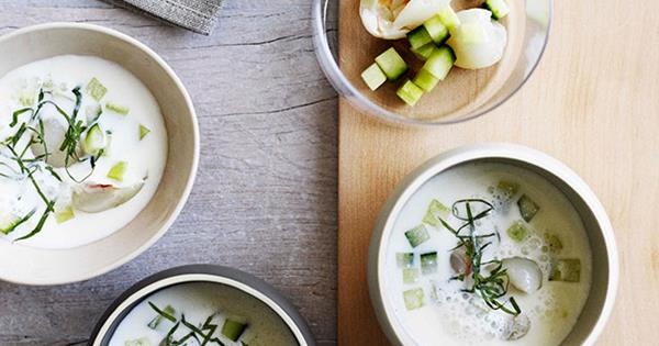 Apple and sour-cream soup with cucumber, mint and lychees | Gourmet ...