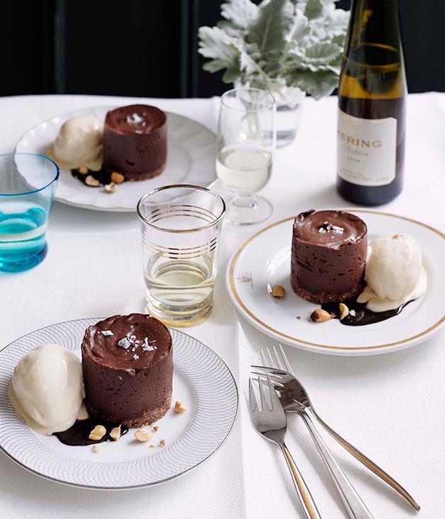**[Chocolate, salted caramel and hazelnut delice](https://www.gourmettraveller.com.au/recipes/chefs-recipes/chocolate-salted-caramel-and-hazelnut-delice-7812|target="_blank")**

