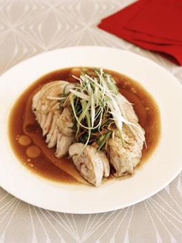 White-cooked chicken with soy and ginger dressing
