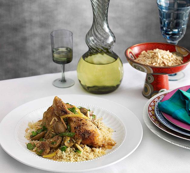 Chicken and lemon tagine with cracked green olives