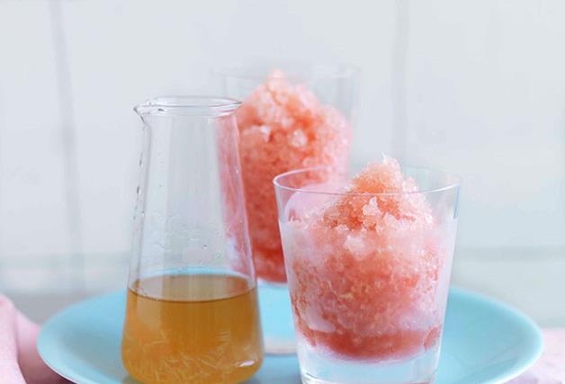 Watermelon slushie with mint and ginger syrup