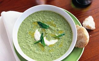Chilled pea, mint and lemon soup