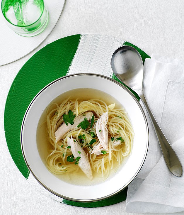 **[Chicken noodle soup](https://www.gourmettraveller.com.au/recipes/browse-all/chicken-noodle-soup-9617|target="_blank"|rel="nofollow")**