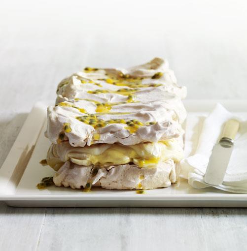 [**Meringue, banana and passionfruit curd cake**](http://gourmettraveller.com.au/meringue_banana_and_passionfruit_curd_cake.htm|target="_blank")