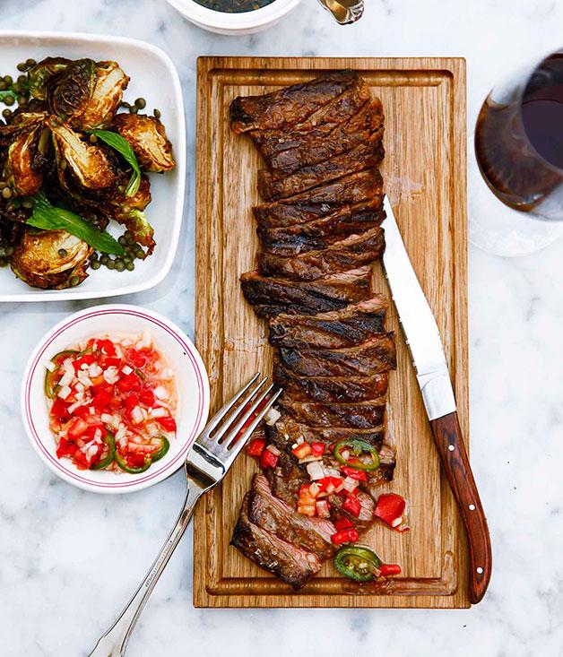 **Porteño, Sydney's skirt steak**
Skirt steak is among the cuts that issues from the grill at Porteño.  
  
PHOTOGRAPHY WILLIAM MEPPEM
