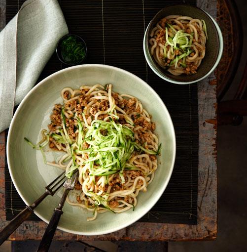 [Minced pork tossed noodles (Zhajiang mian)](https://www.gourmettraveller.com.au/recipes/chefs-recipes/minced-pork-tossed-noodles-zhajiang-mian-7334|target="_blank")