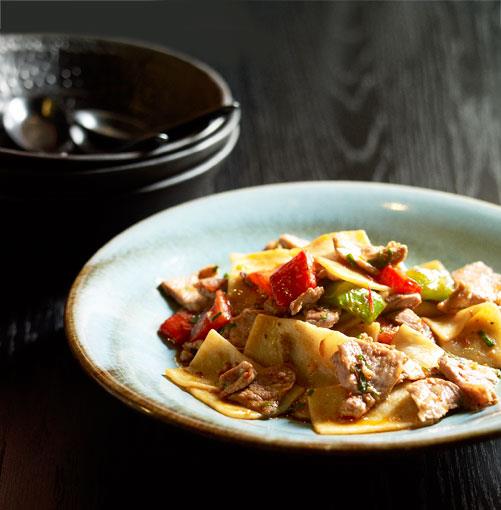 [Cat's ear noodles with peppers and chilli sauce](https://www.gourmettraveller.com.au/recipes/chefs-recipes/neil-perry-cats-ear-noodles-with-peppers-and-chilli-sauce-7465|target="_blank")