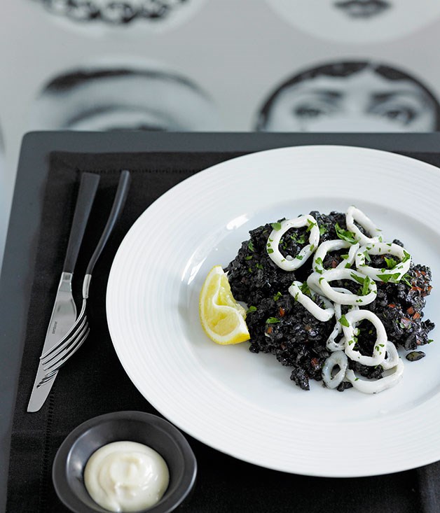 **[Arroz negro (Squid with rice cooked in squid ink)](https://www.gourmettraveller.com.au/recipes/chefs-recipes/arroz-negro-squid-with-rice-cooked-in-squid-ink-8831|target="_blank"|rel="nofollow")**