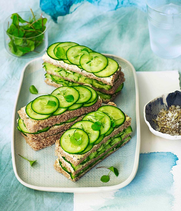 Triple-decker cucumber sandwiches with dill and lemon butter recipe ...