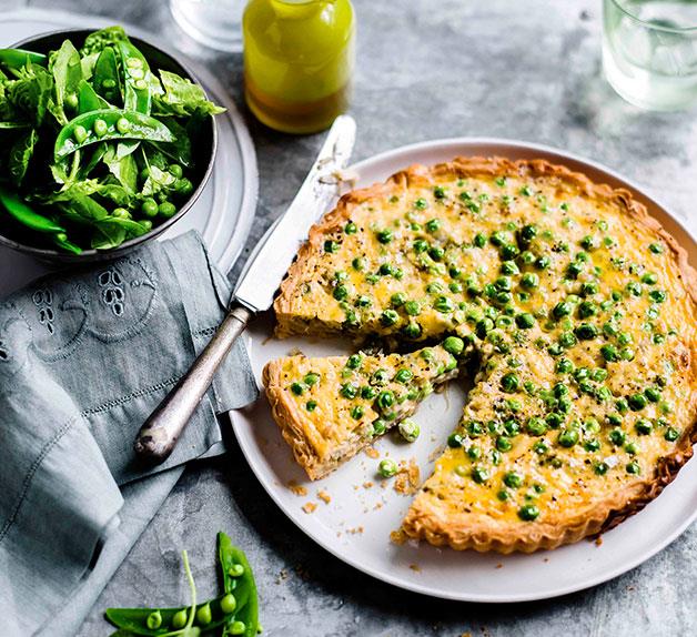 French pea and spring onion tart