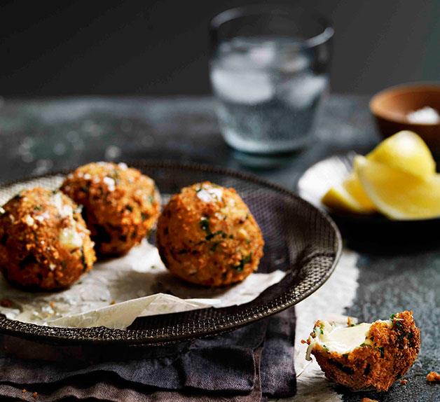 Fried bocconcini with gremolata crumbs