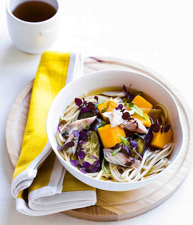[Udon with steamed eggplant and smoked mackerel](https://www.gourmettraveller.com.au/recipes/fast-recipes/udon-with-steamed-eggplant-and-smoked-mackerel-13314|target="_blank")